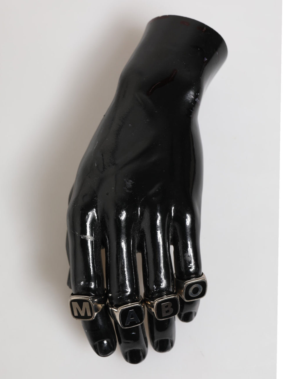 Silver Tone Brass Lettering Set 5 Pieces Adjustable Ring