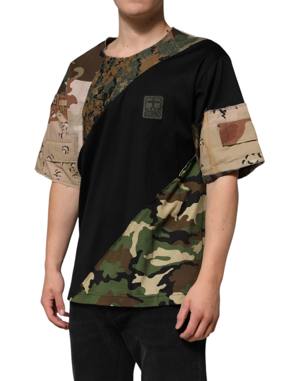 Multicolor Patchwork Cotton CrewNeck  T-shirt