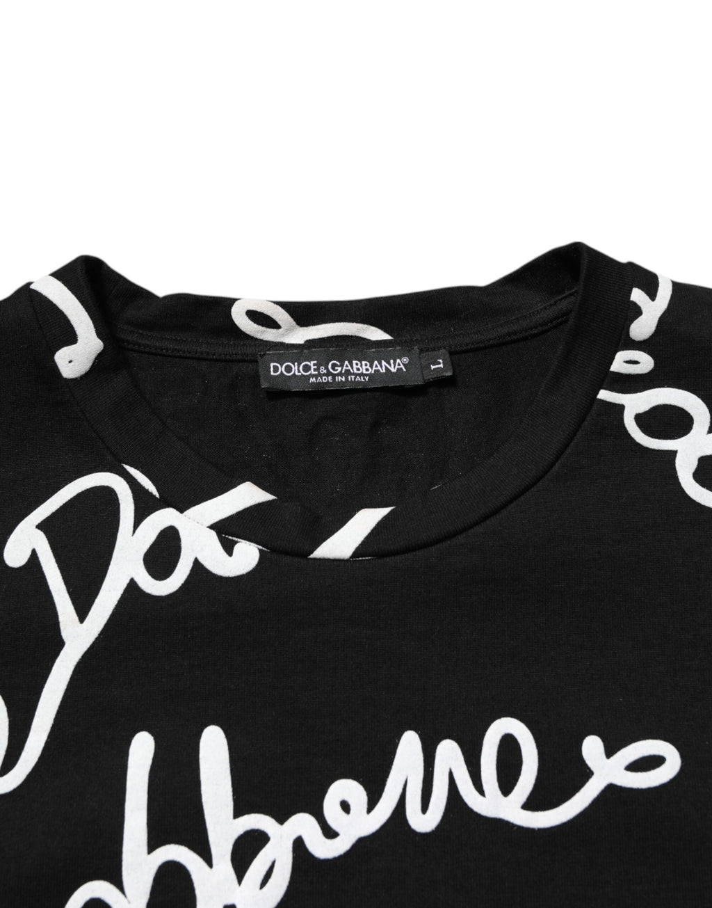 Black Logo Print Cotton Crew Neck  T-shirt