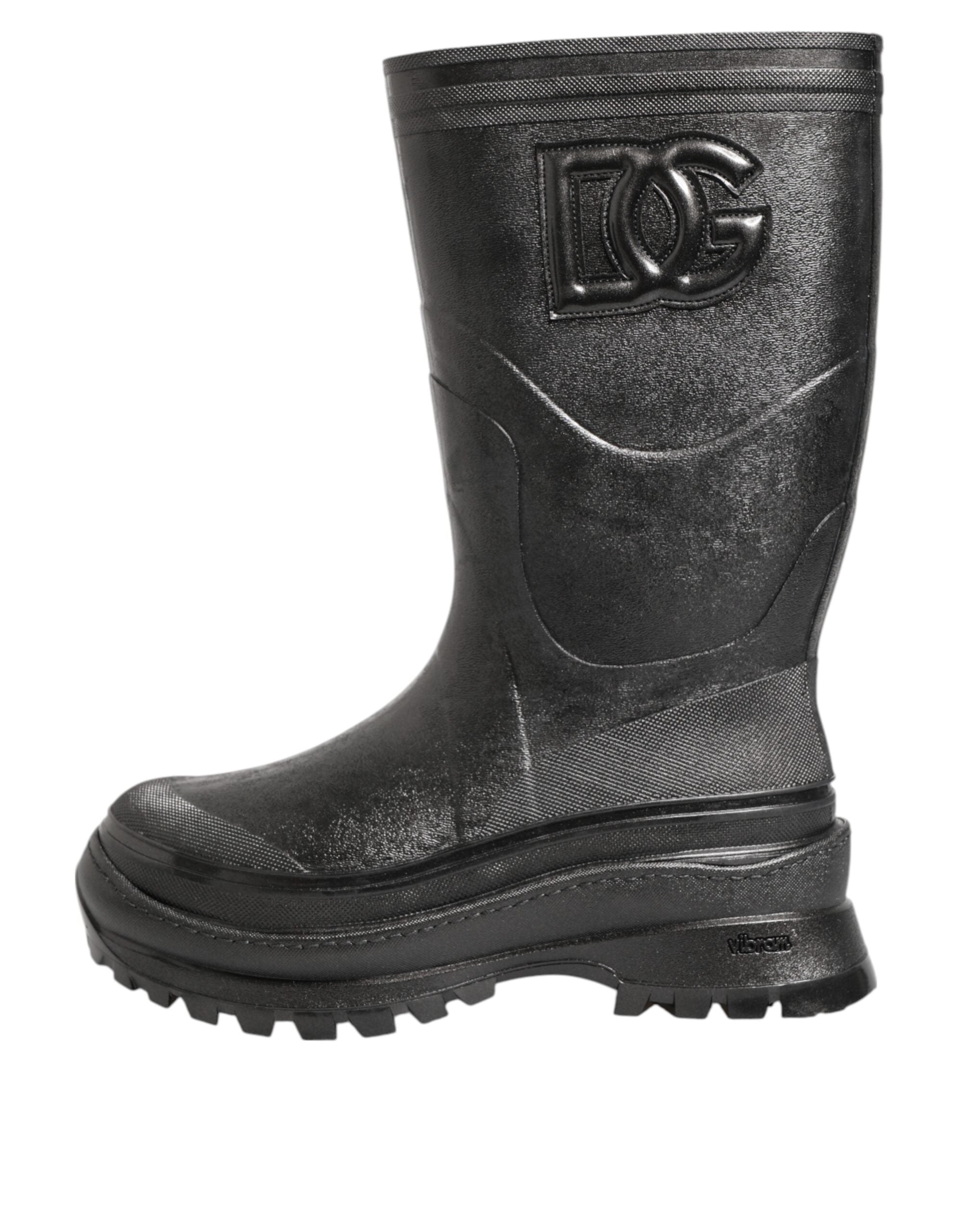 Metallic Black Pull On Rain Boots Men Shoes