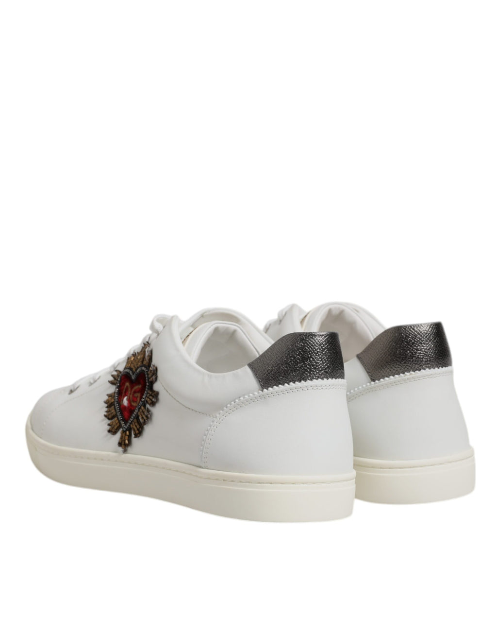 Dolce & Gabbana White Sacred Heart Men Low Top Sneakers Shoes