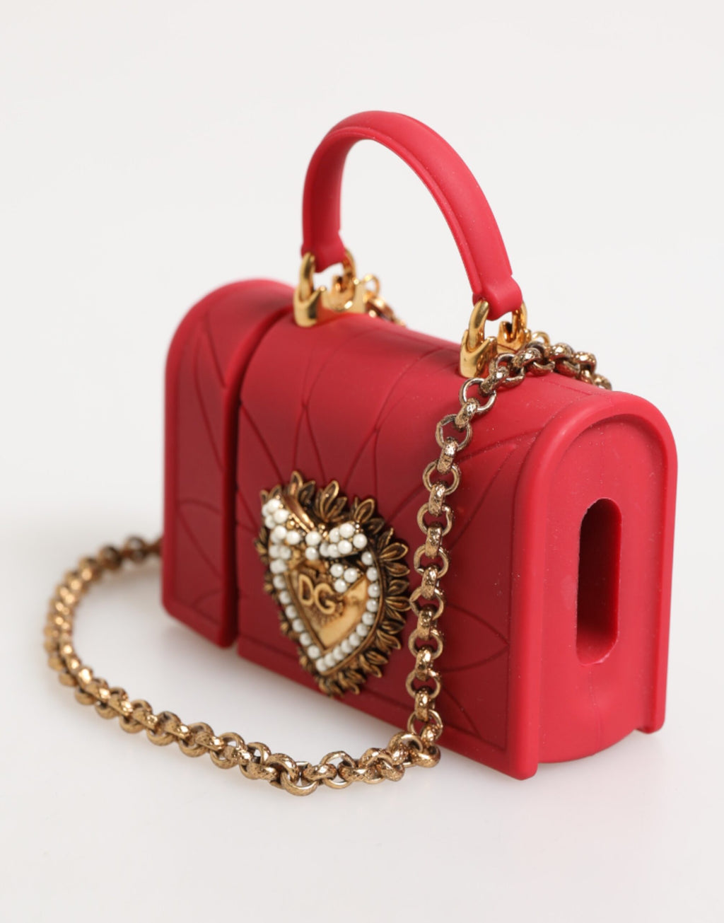 Dolce & Gabbana Red Silicone Devotion Heart Cover Bag Women Airpods Case