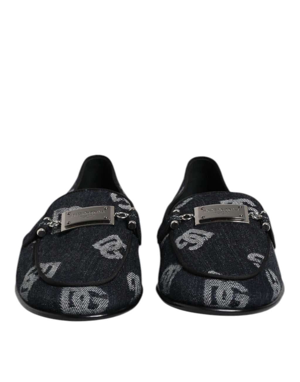 Blue Logo Cotton Loafers Formal Dress Shoes