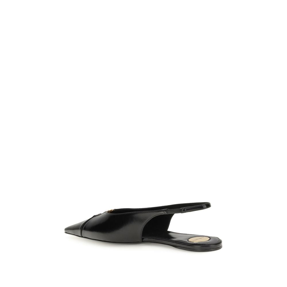Saint Laurent Black Calf Leather Bos Taurus Ballet Flats