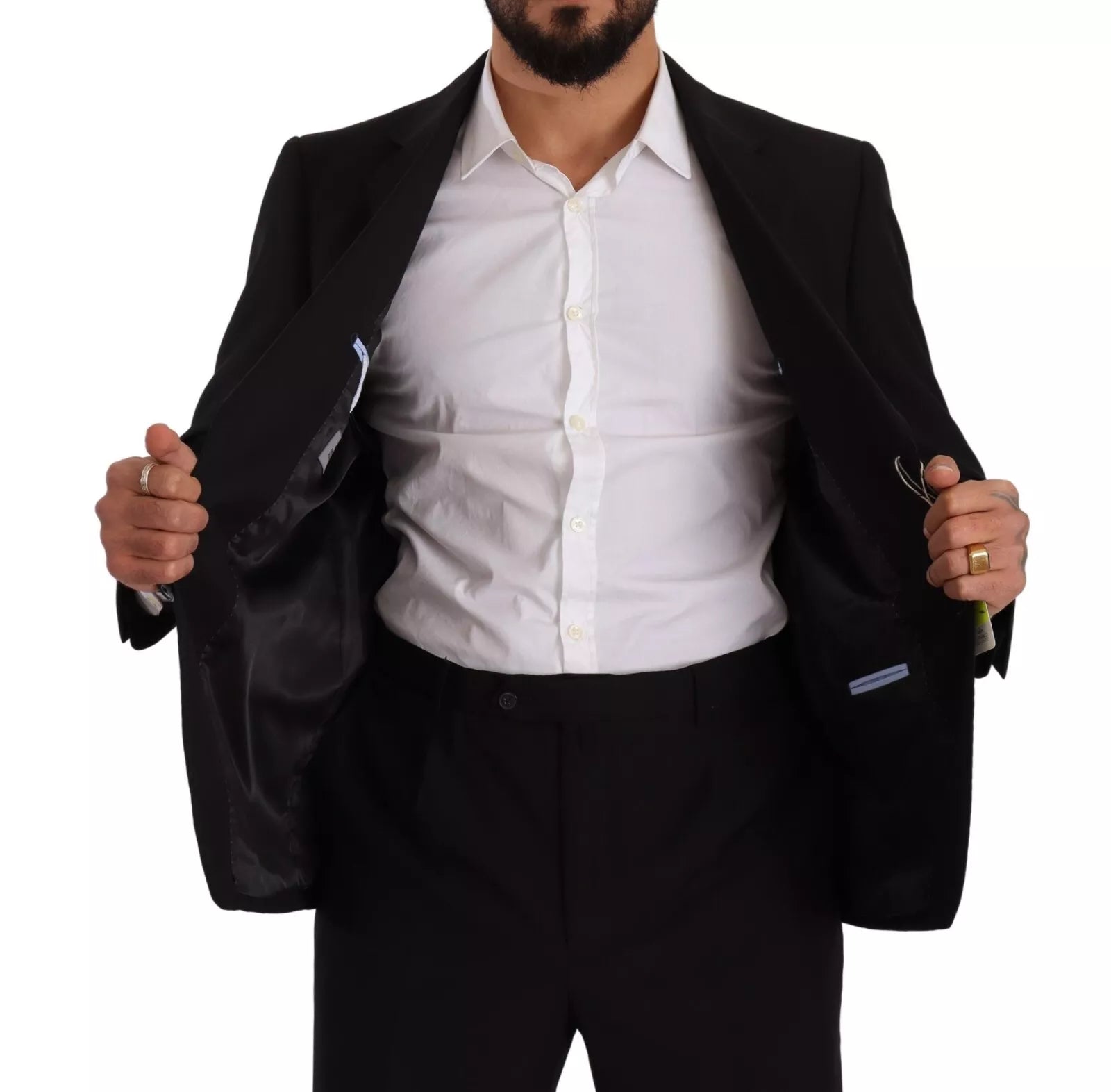 Blue Polyester Single Breasted Formal 2 Piece Suit