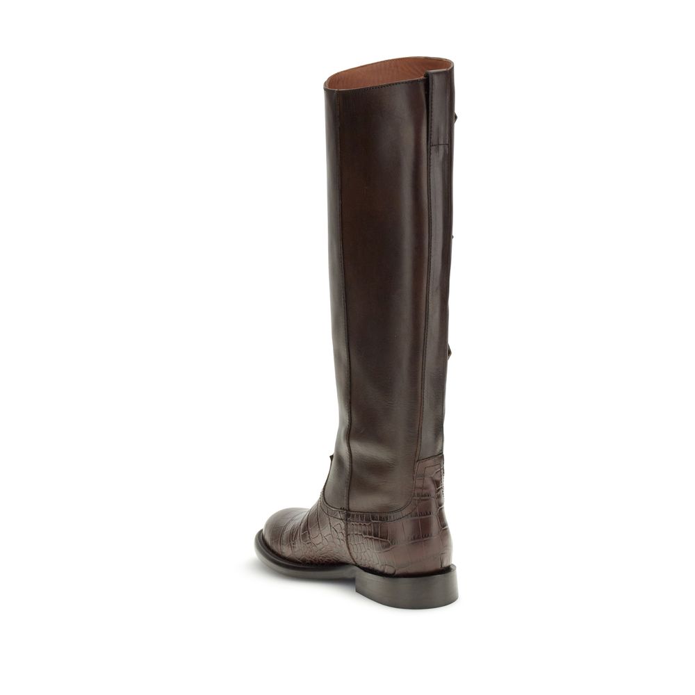 Paris Texas Brown Leather Lace-Up Boots