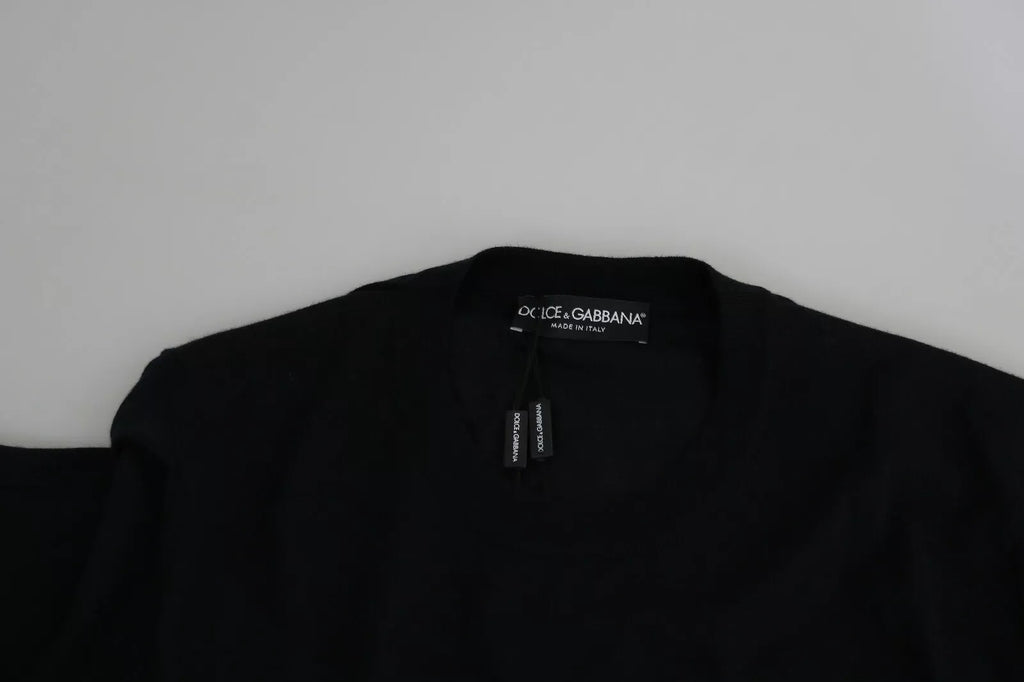 Black Cashmere Crewneck Pullover Sweater