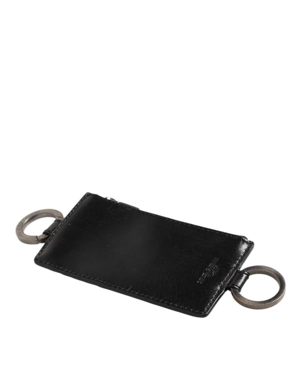 Black Leather Logo Embossed Lanyard Card Holde Wallet