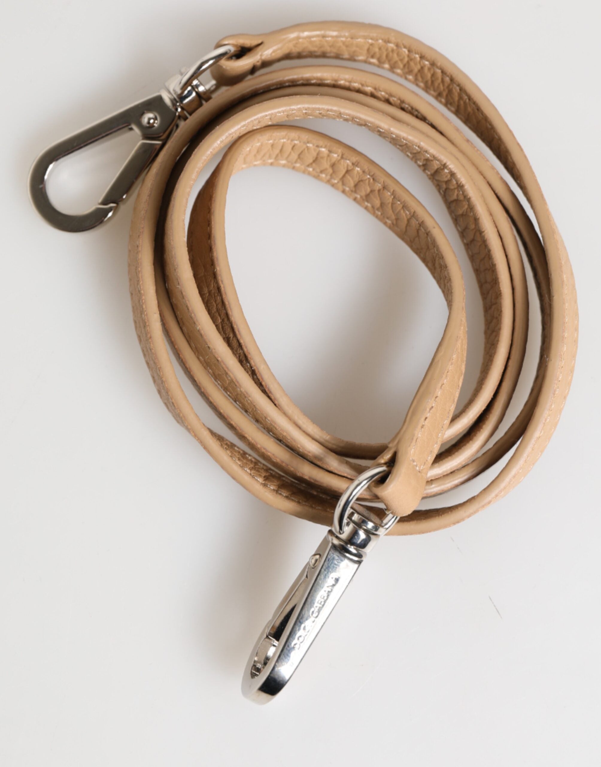 Beige Calfskin Leather Large Crossbody Card Holder Wallet