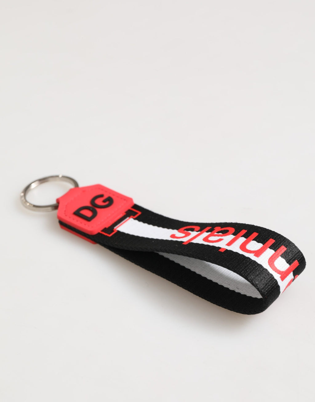 Red White DG Logo Polyester Brass Holder Keychain Keyring