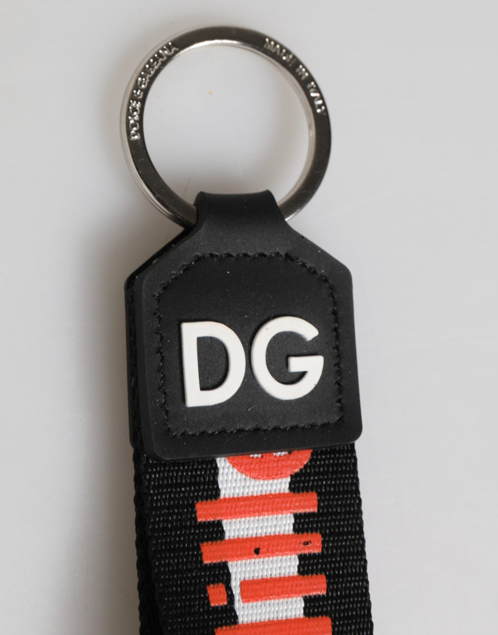 Black Red Logo Polyester Brass Holder Keychain Keyring