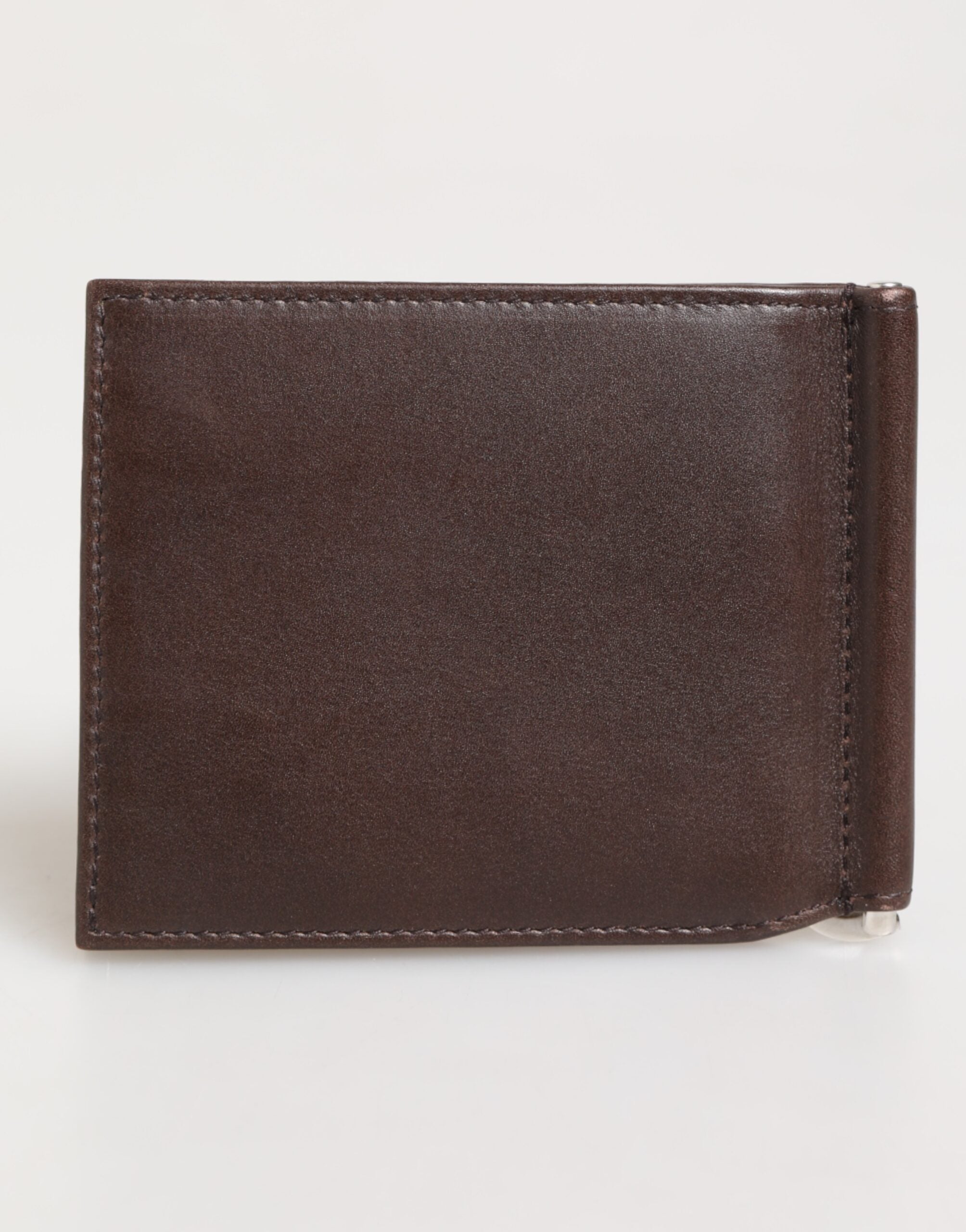 Brown Leather DG Logo Engrave Bifold Card Holder Wallet
