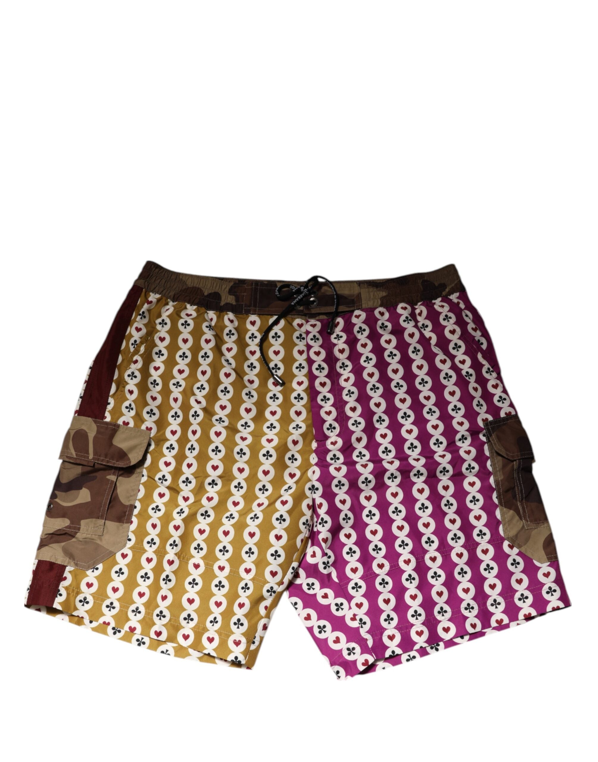 Multicolor Playing Card Camouflage Shorts Swimwear