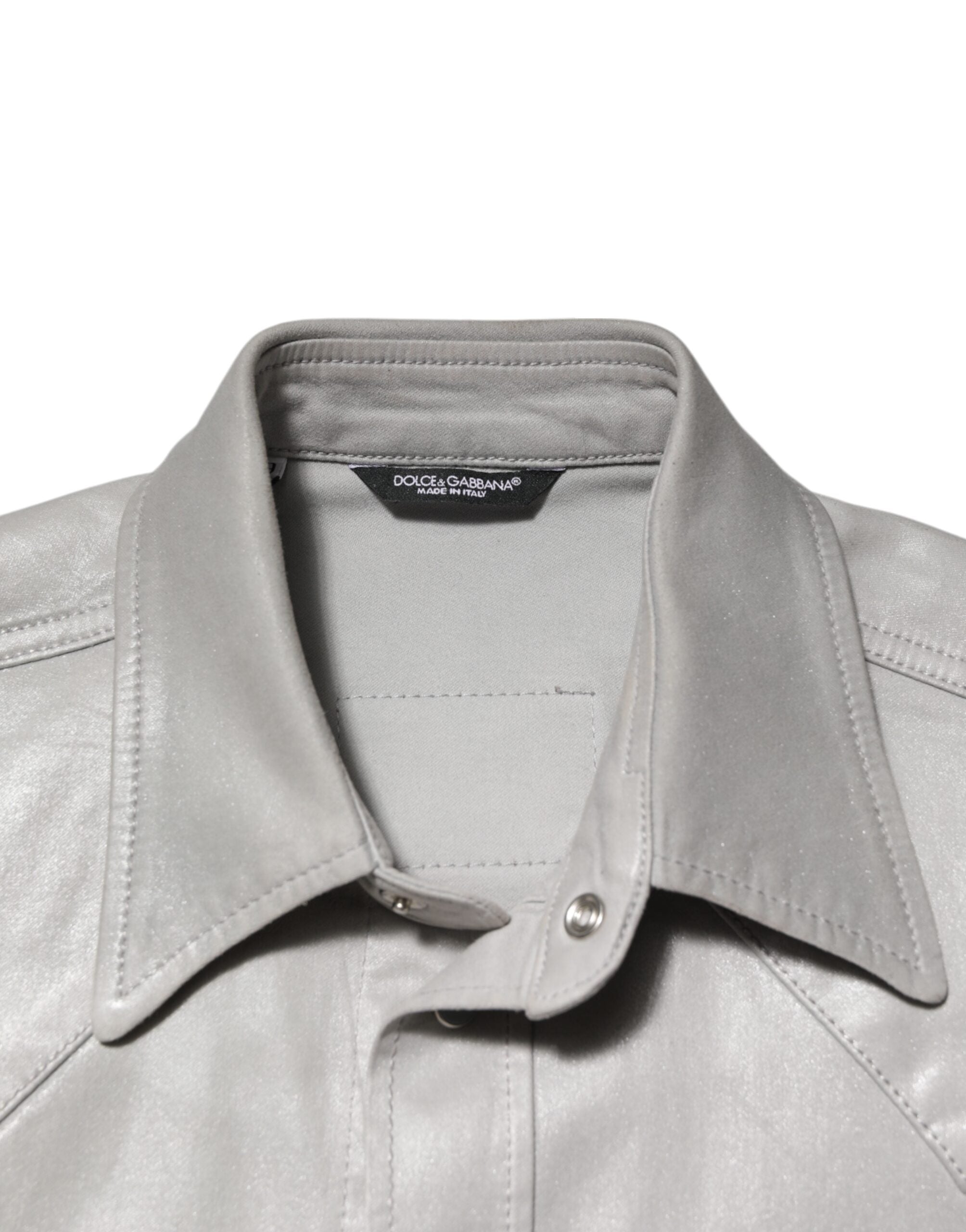Metallic Gray Cotton Button Down Men Shirt