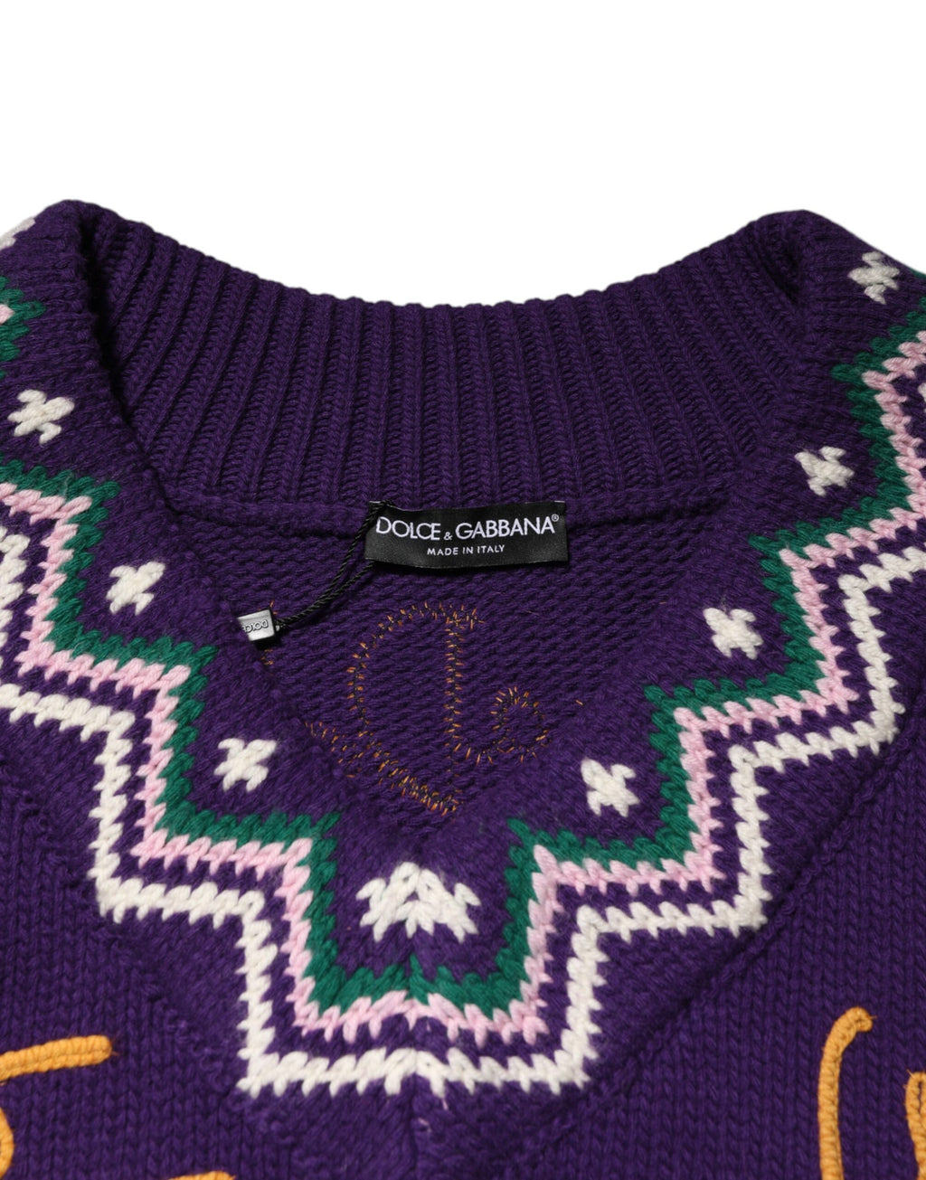 Purple Wool DG Logo Men Knit Pullover Sweater
