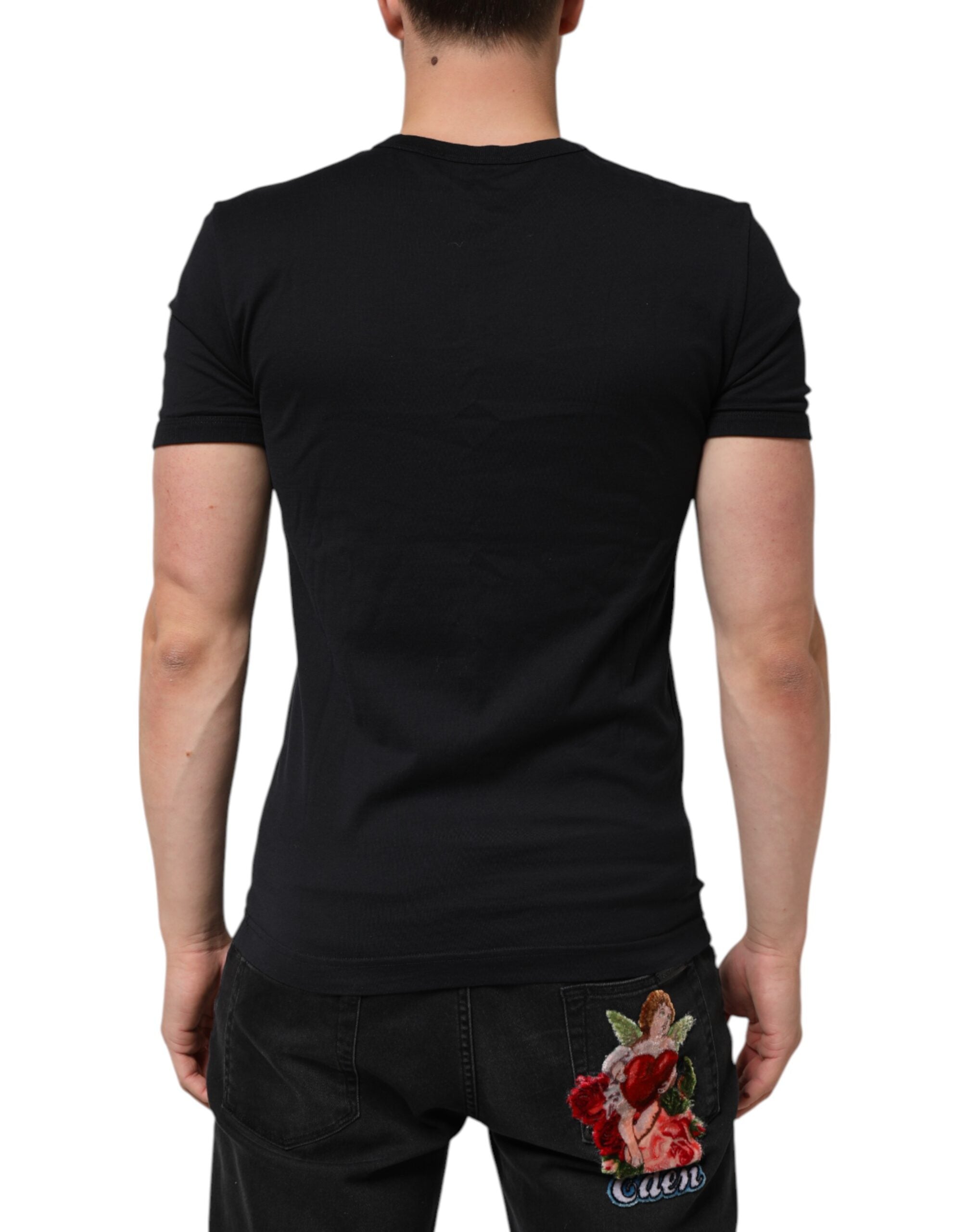 Black Cotton Plain V-Neck Men Shirt T-shirt