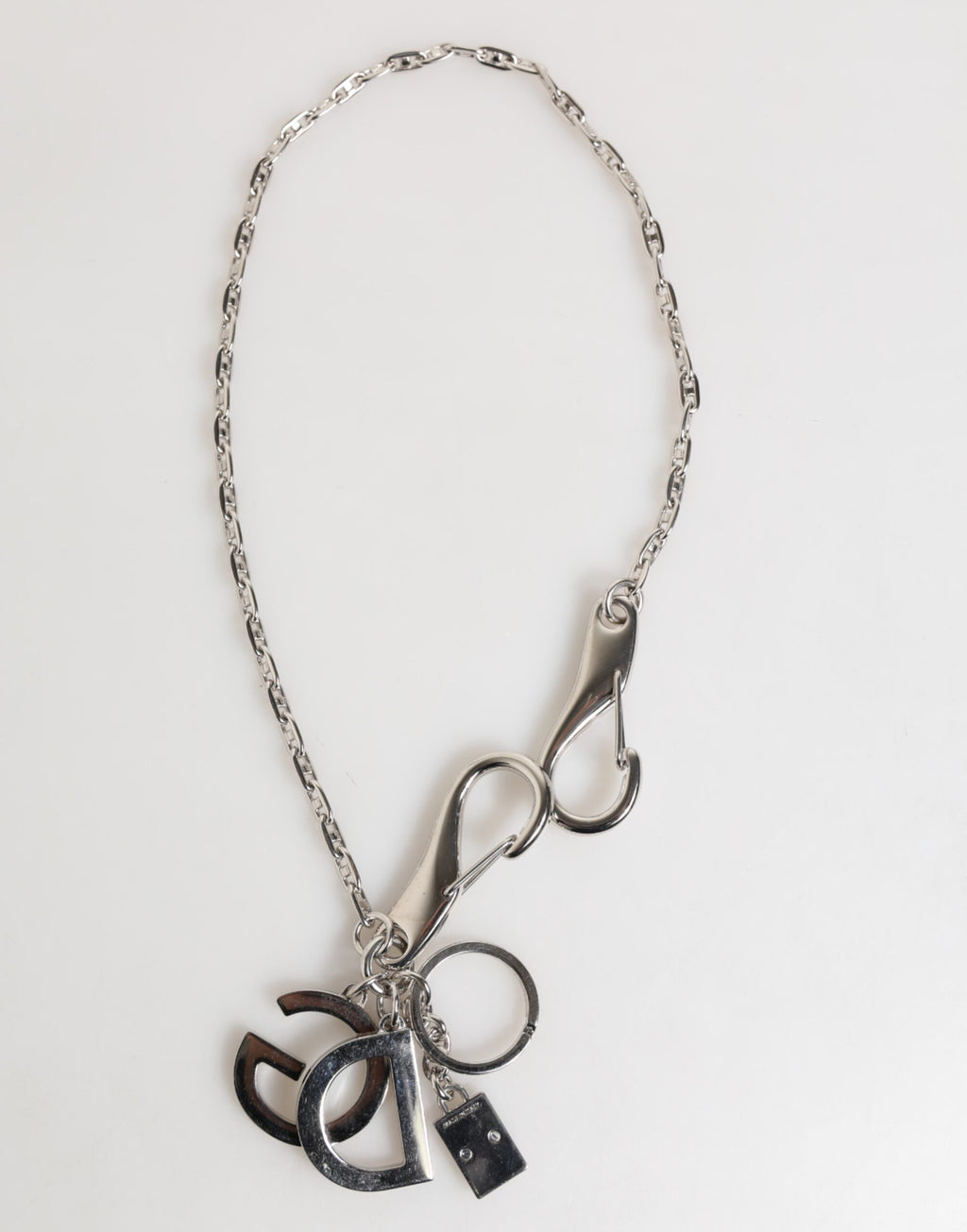 Silver DG Logo Key Holder Keychain Bag Charm Keyring