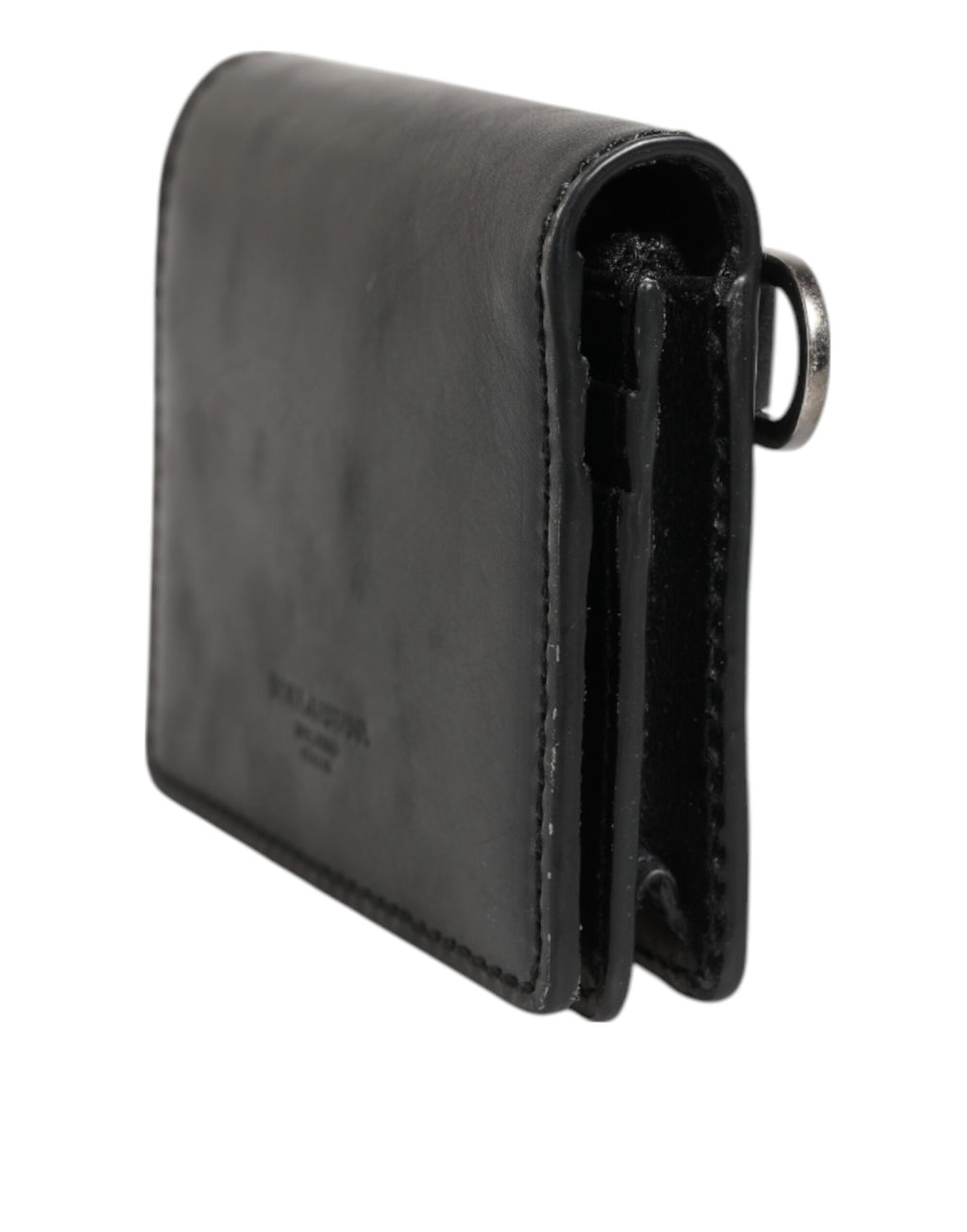 Black Leather Bifold Card Holder Mens Coin Purse Key Clip Wallet
