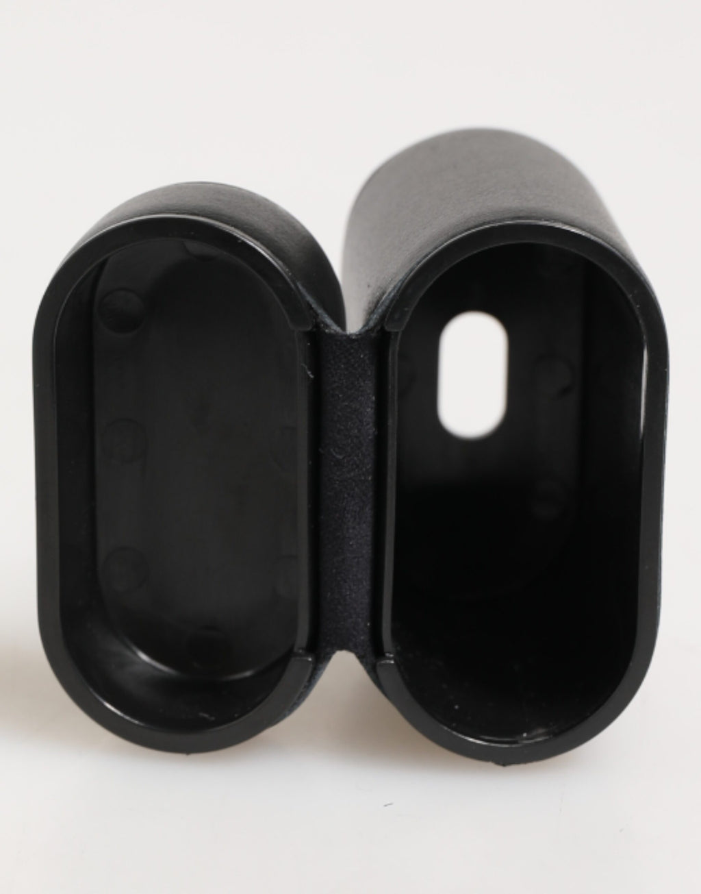 Black Calfskin Leather Logo Print Flip Holder Airpods Case