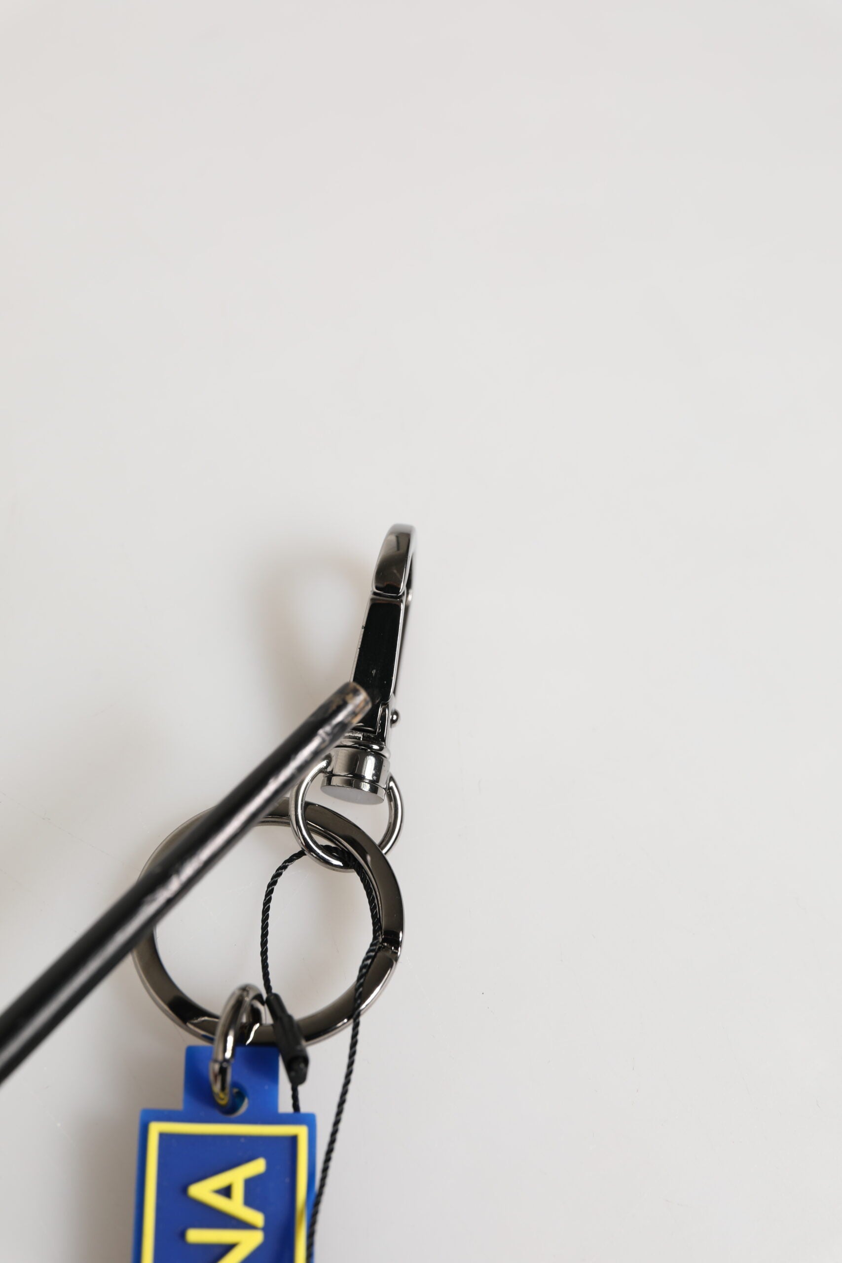 Blue Yellow DG Rubber Logo Silver Men's Keychain  Keyring