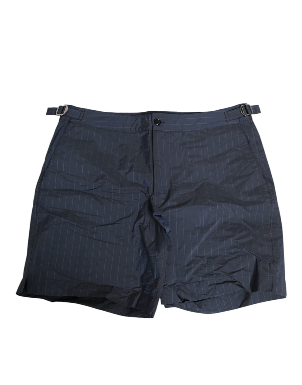 Navy Blue Polyester Pinstripe Men Shorts Swimwear
