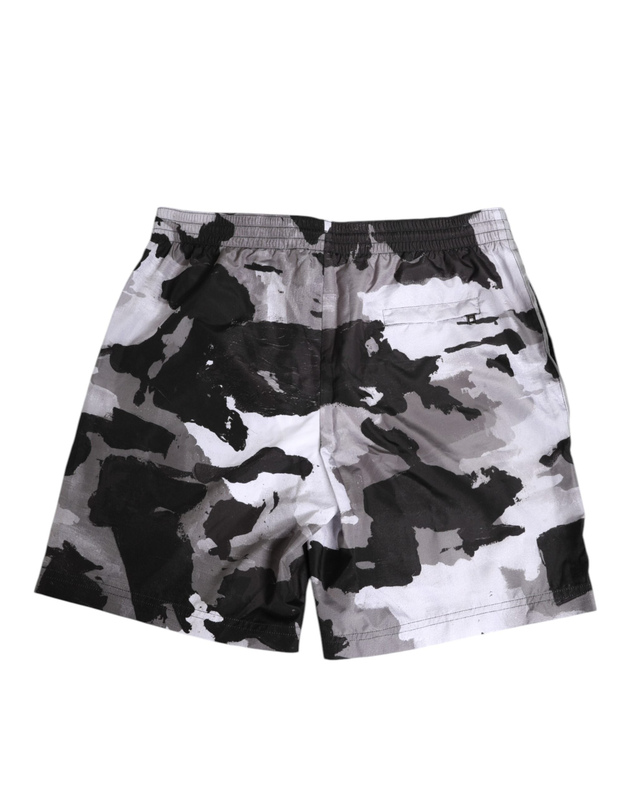 Black White Camouflage DG Logo Men Swimwear