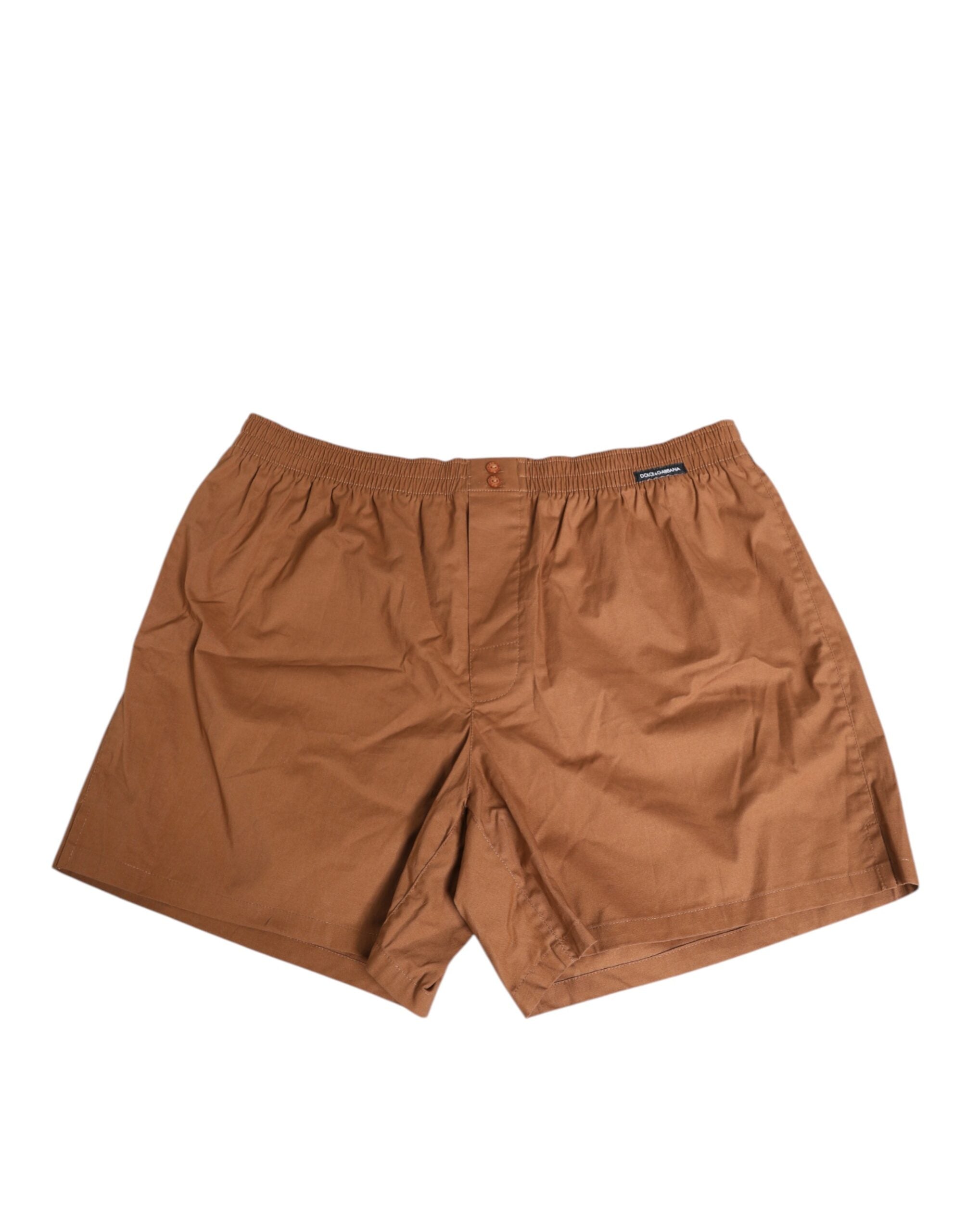 Brown Cotton Boxer Waistband Short Swimwear