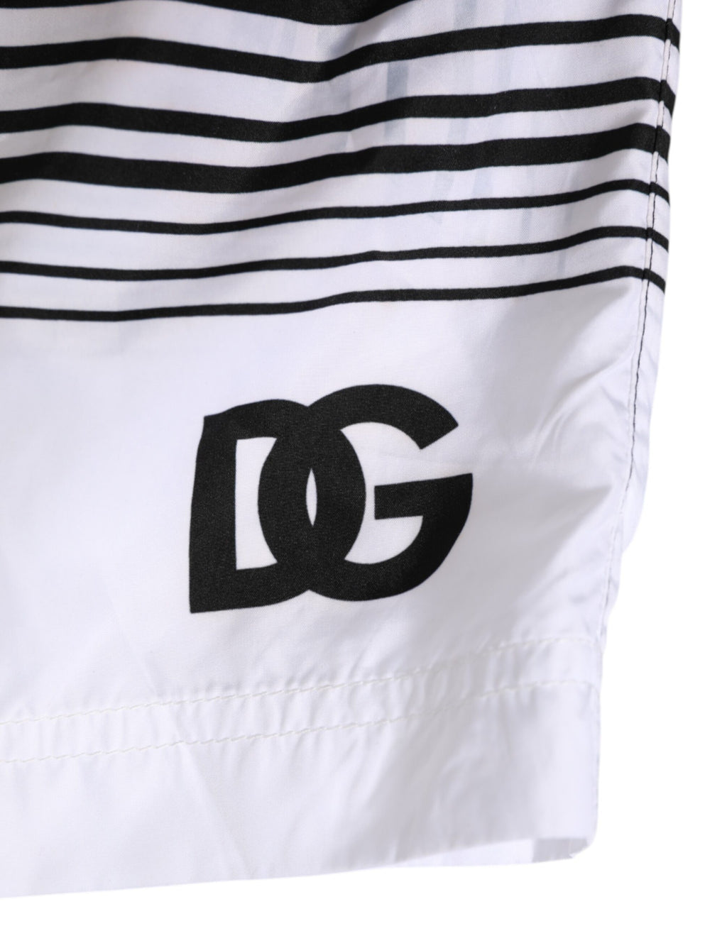 Black White Striped DG Logo Men Short  Swimwear