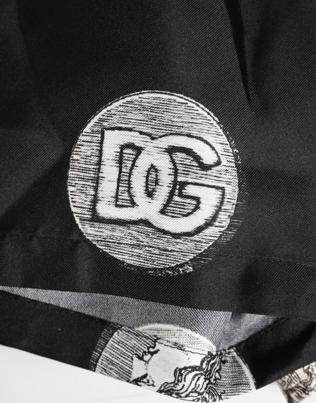 Black Silk Ancient Coin Print Boxer Short Swimwear