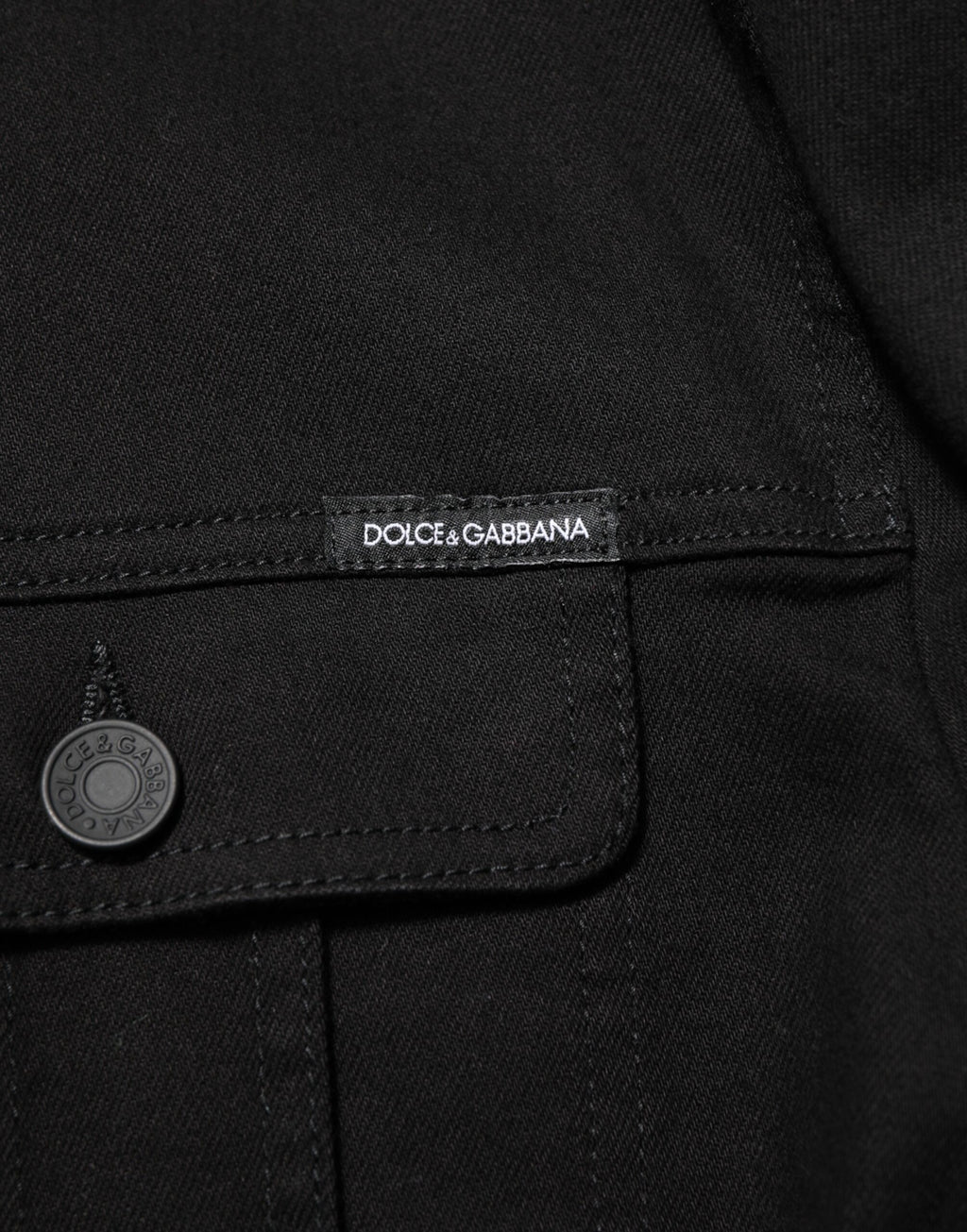 Dolce & Gabbana Black Cotton Denim Stretch Giubbotto Jacket