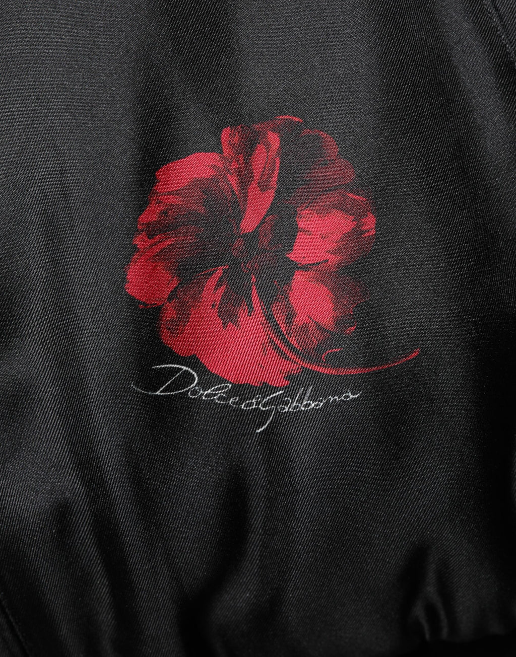 Black Red Floral Silk Bomber Blouson Jacket