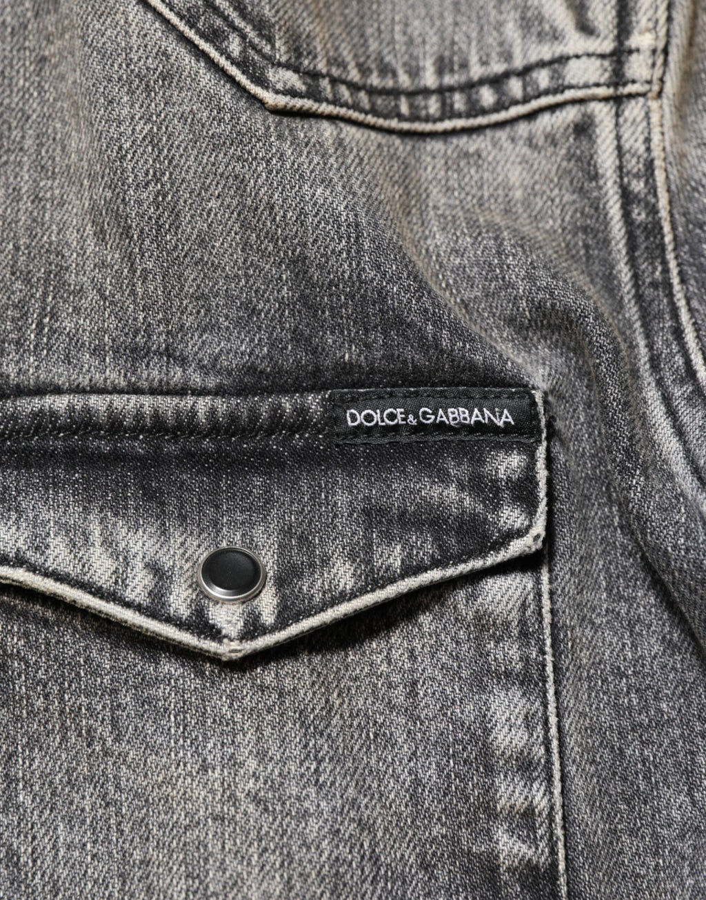 Black Washed Cotton Snap Long Sleeve Casual Shirt