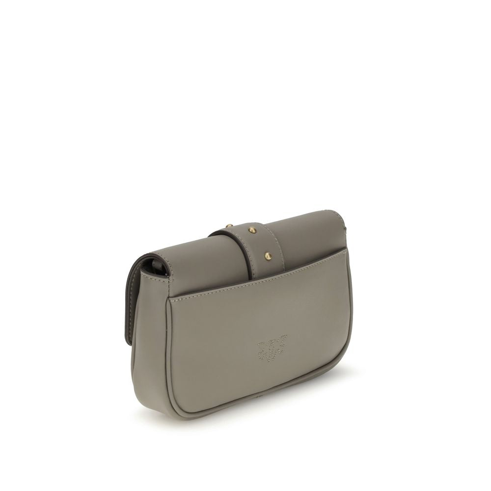 PINKO Gray Calf Leather Bos Taurus Shoulder Bag