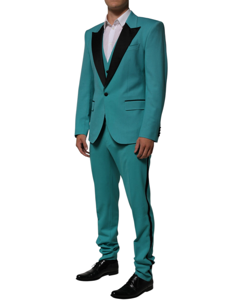 Cyan 3 Piece Wool Silk Blend Suit SICILIA
