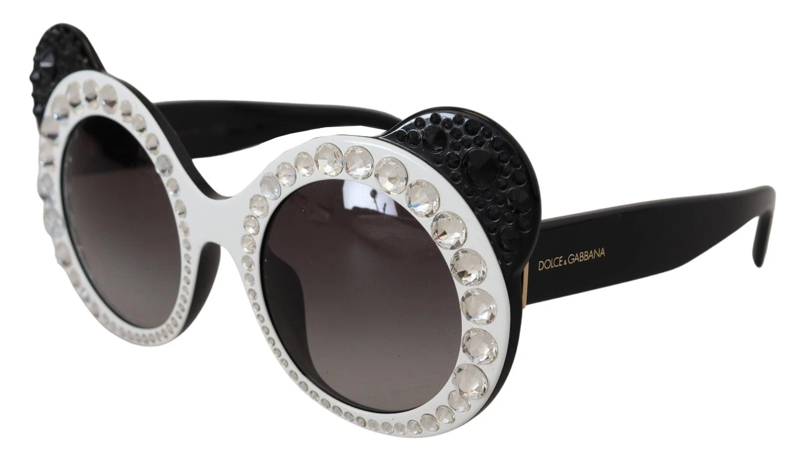DG4325BM White Black Acetate Crystal Shades Sunglasses