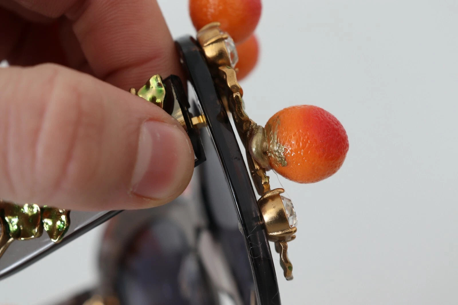 DG4283B Acetate Crystals Orange Appliques Sunglasses