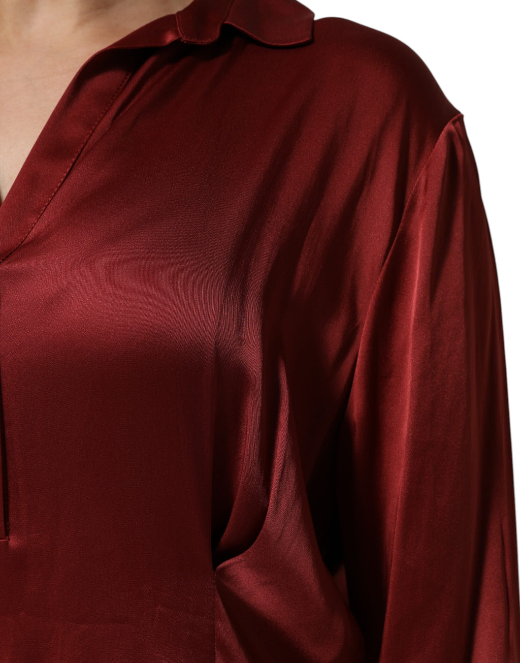 Burgundy Acetate Viscose Satin Long Dress