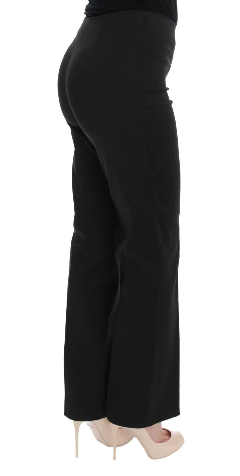 Black Stretch Straight Fit Dress Trousers Pants