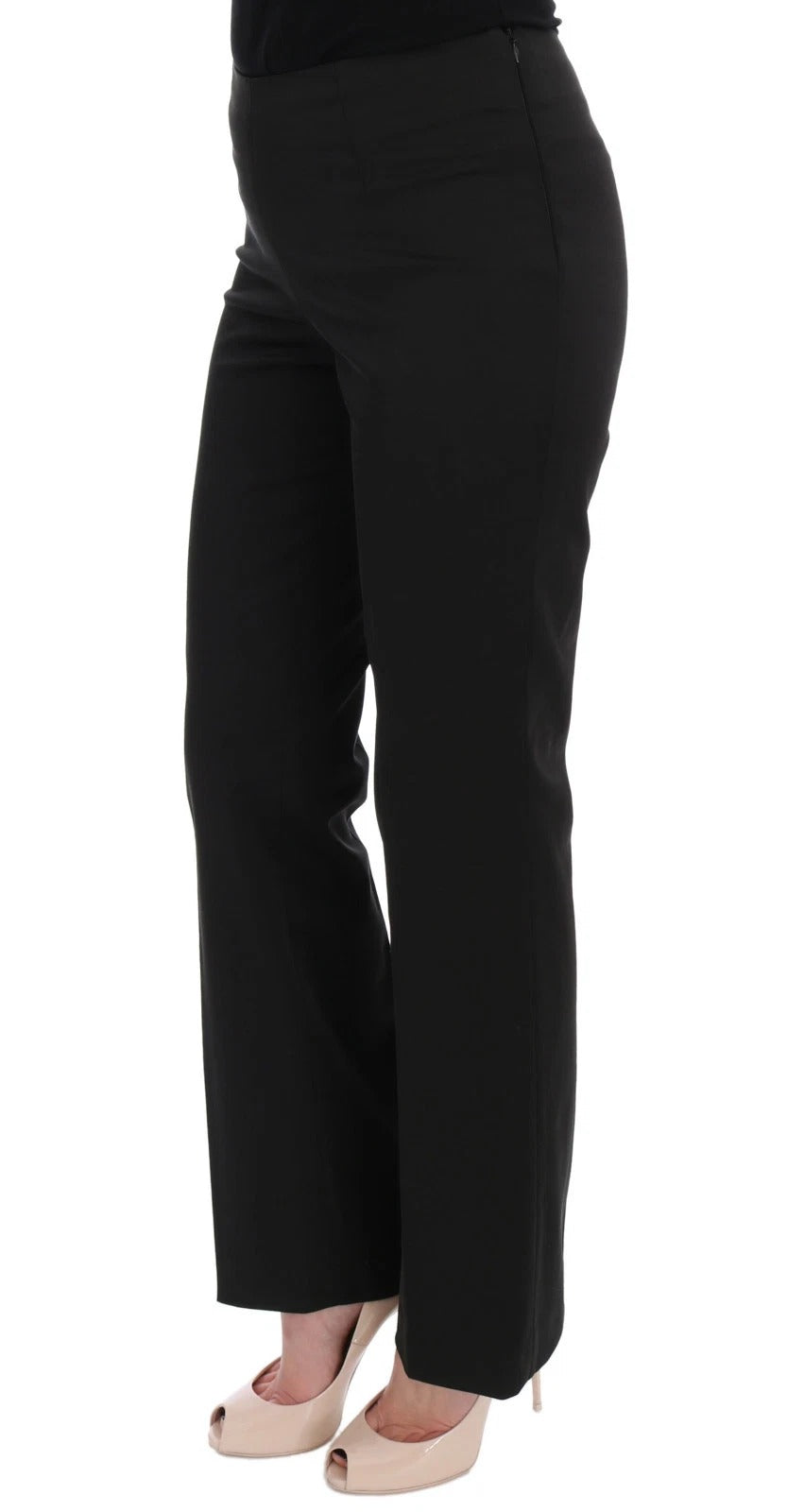 Black Stretch Straight Fit Dress Trousers Pants
