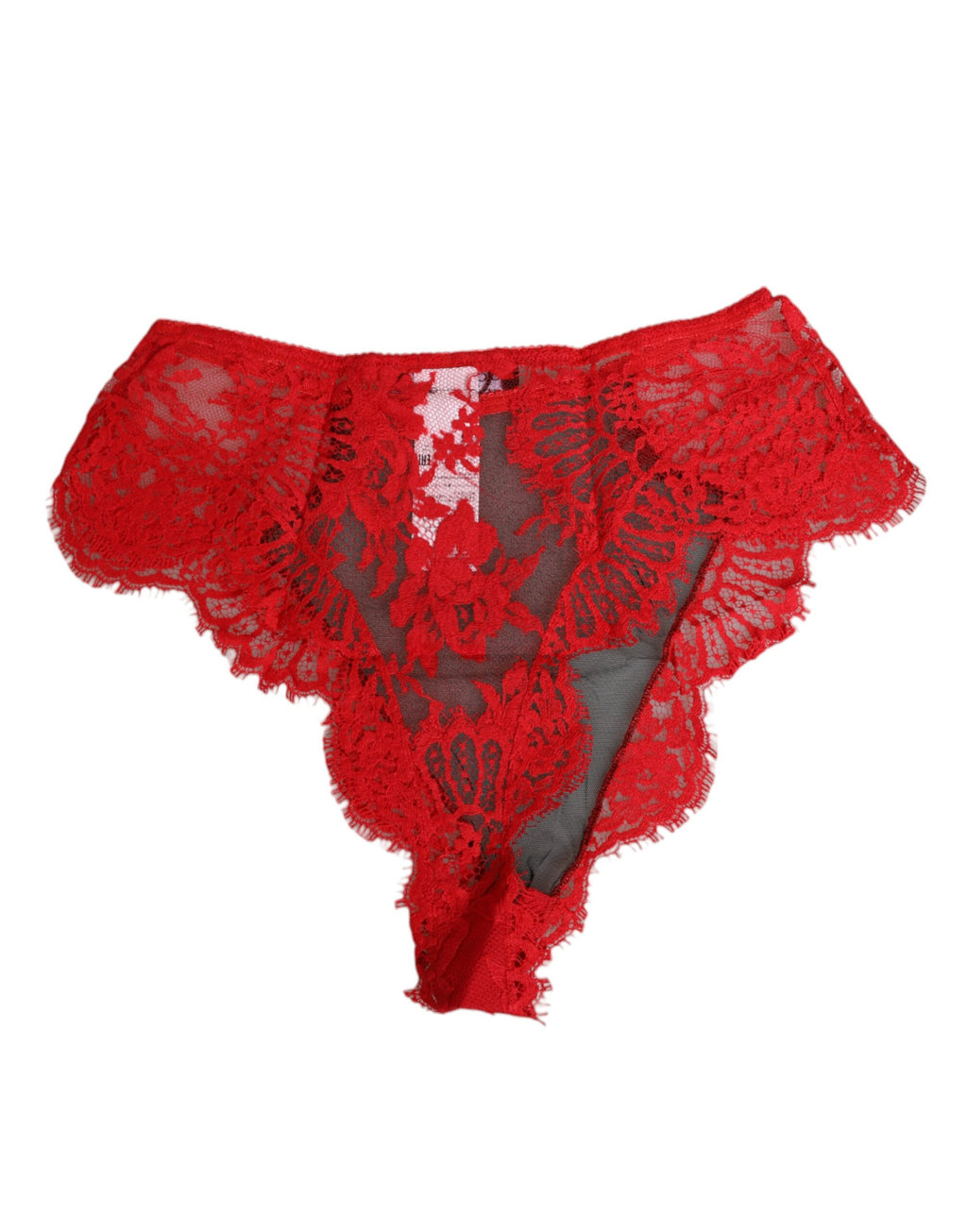 Red Floral Lace Sheer Briefs Women Underwear
