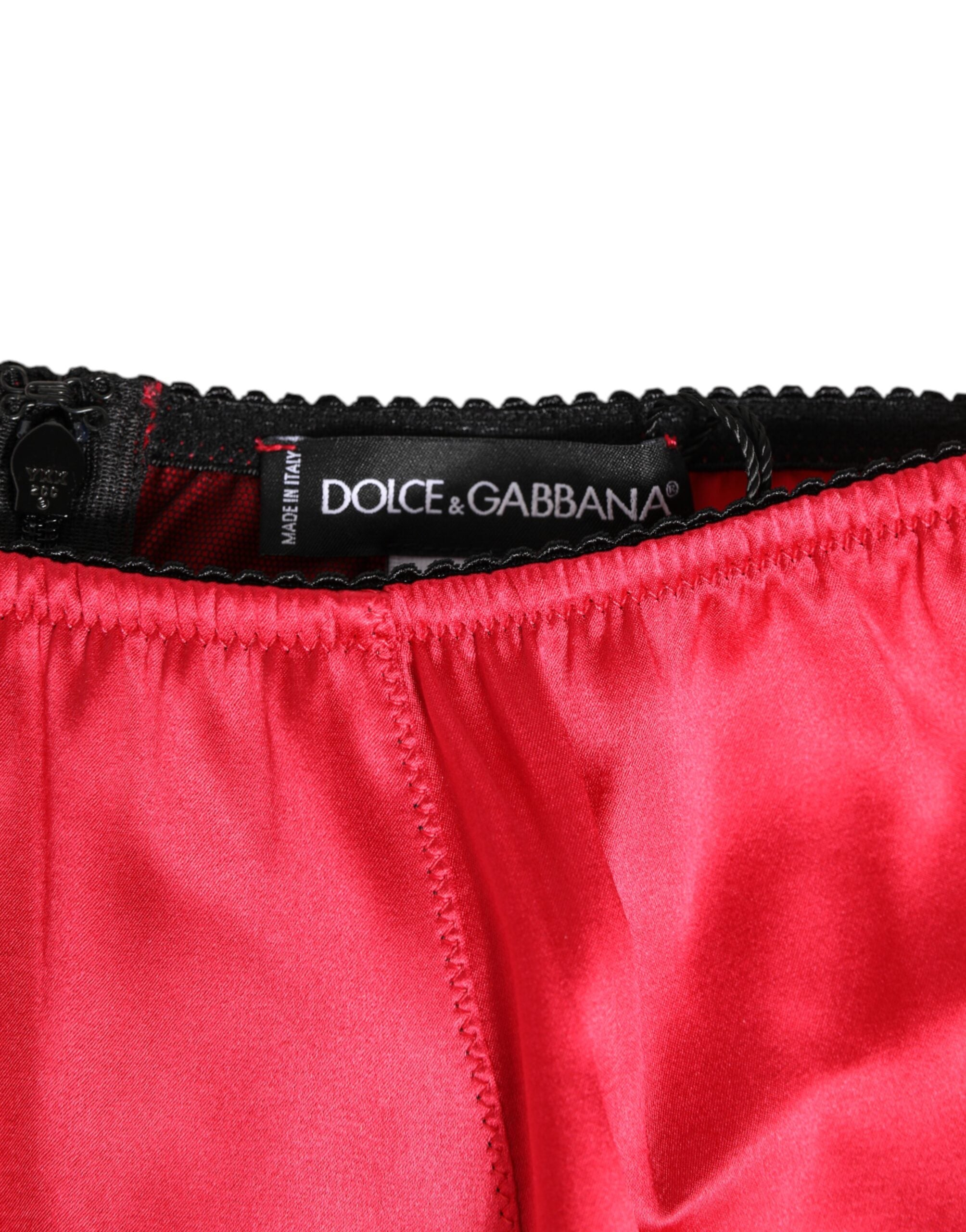 Red Silk Satin High-Waist Briefs Underwear