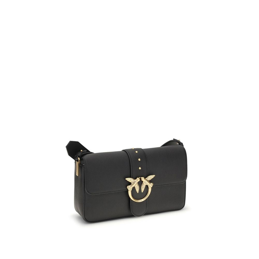 PINKO Black Calf Leather Bos Taurus Shoulder Bag