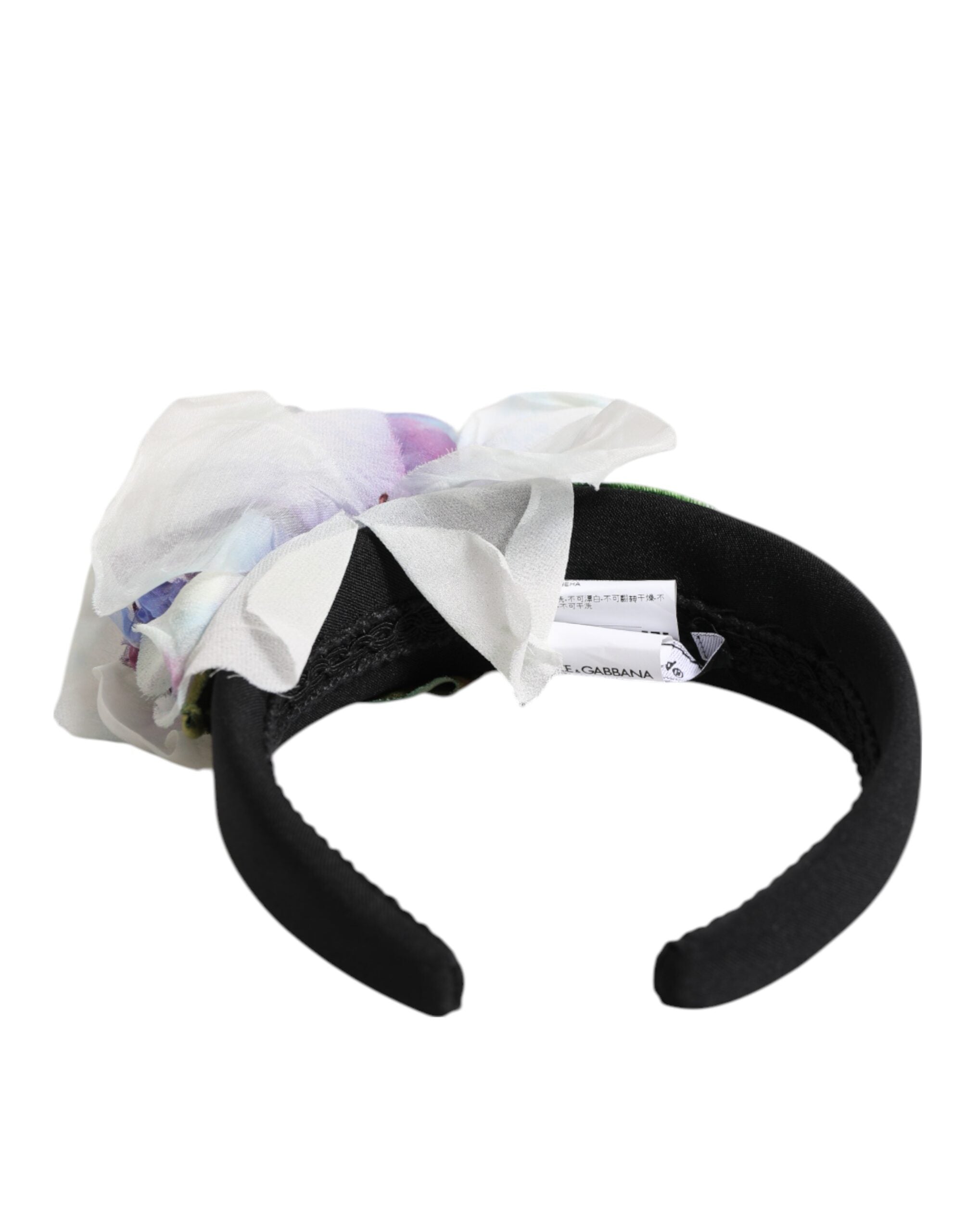 Black Green Silk Purple White Floral Appliqué Accessory Headband