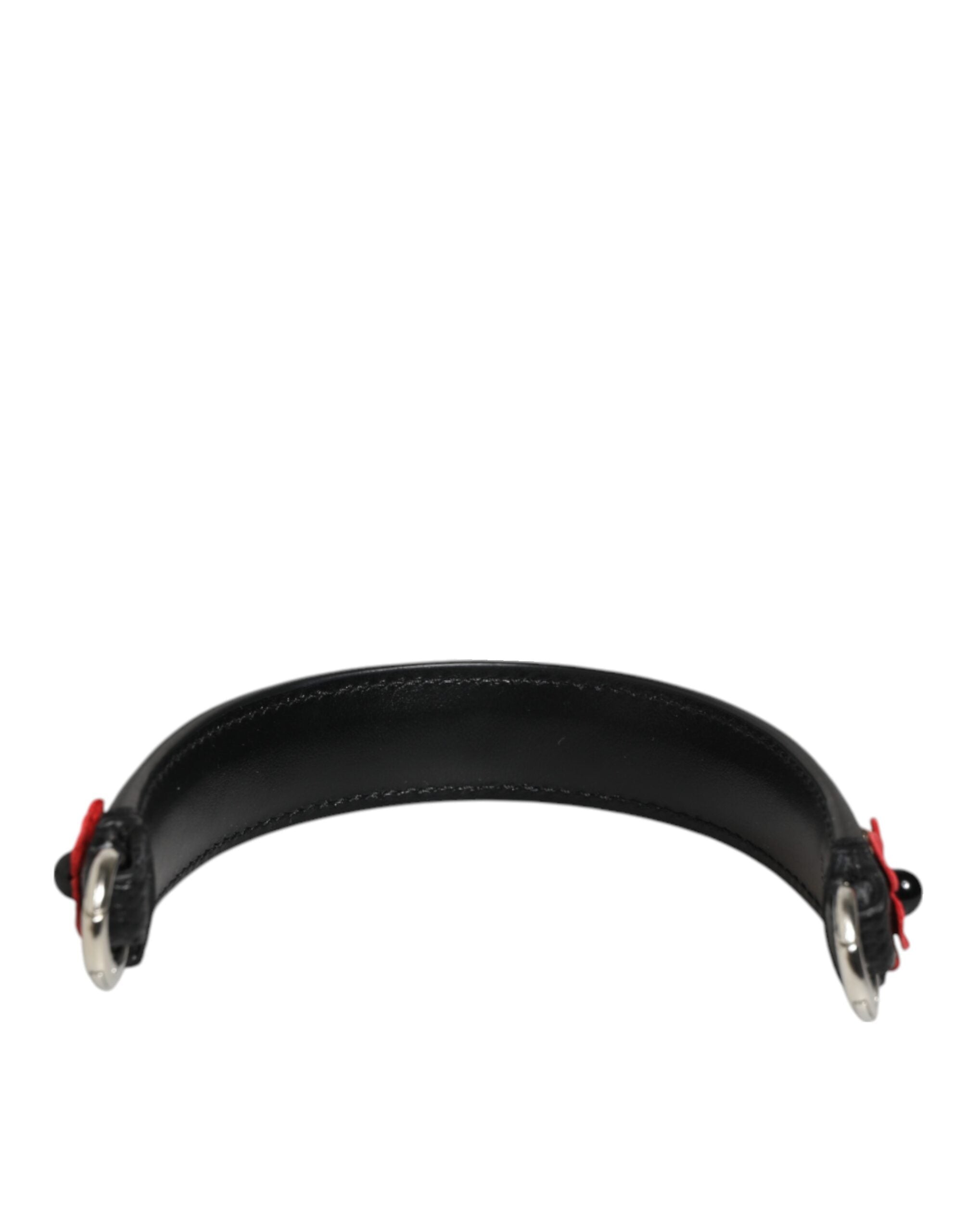 Black Embellished Leather Bag Handle Women Shoulder Strap