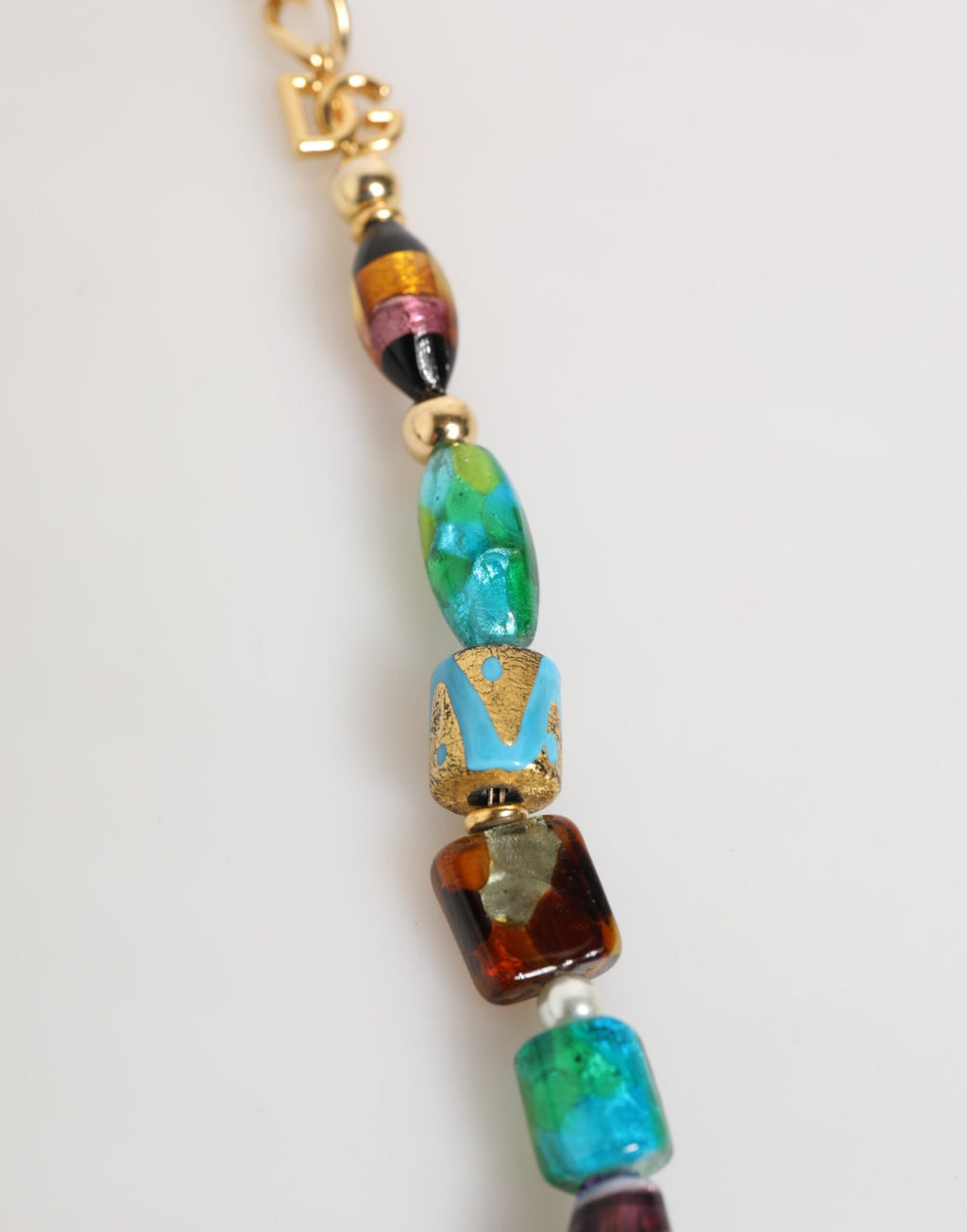 Multicolor Murano Glass Beads Gold Chain Jewelry Necklace