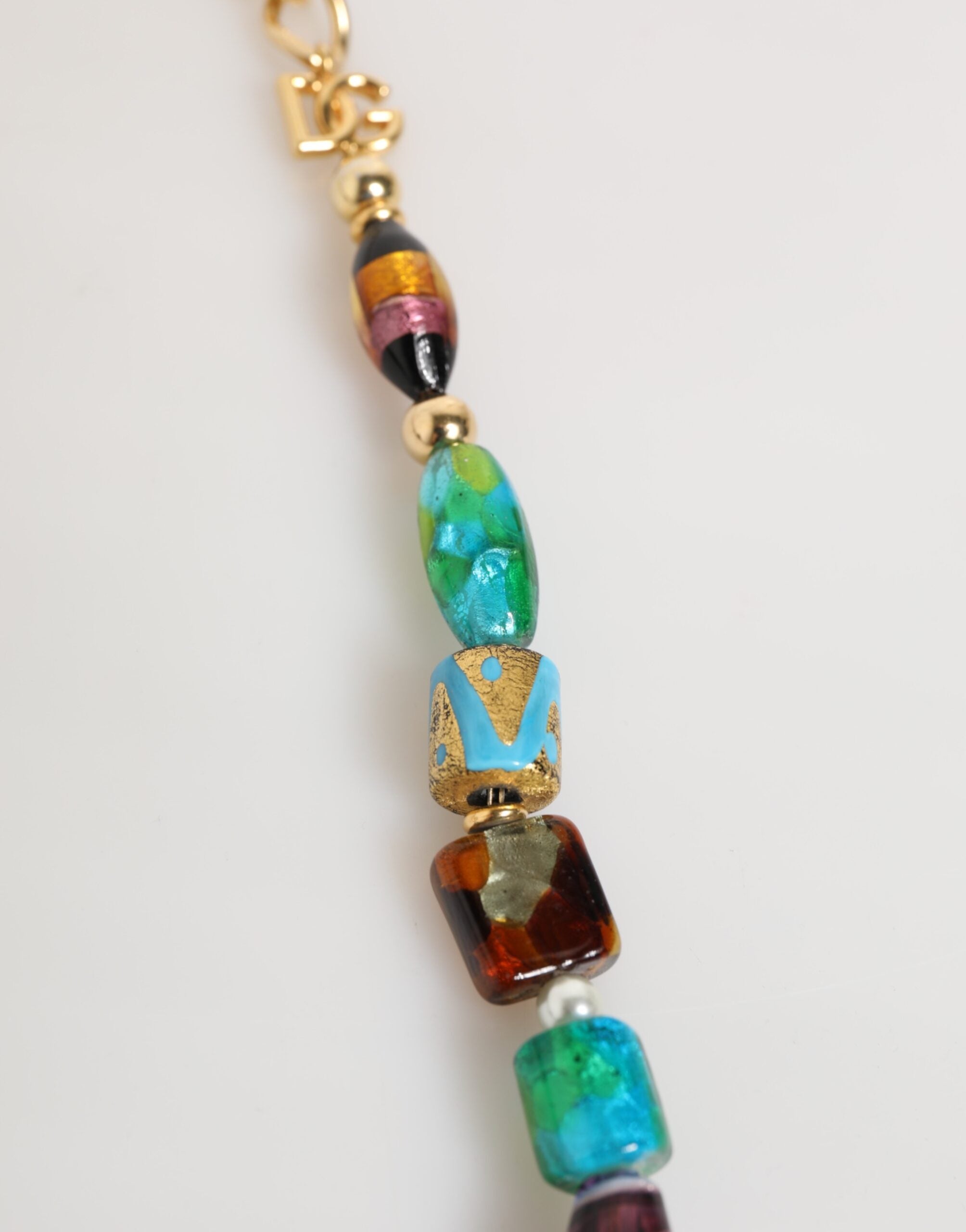 Multicolor Murano Glass Beads Gold Chain Jewelry Necklace