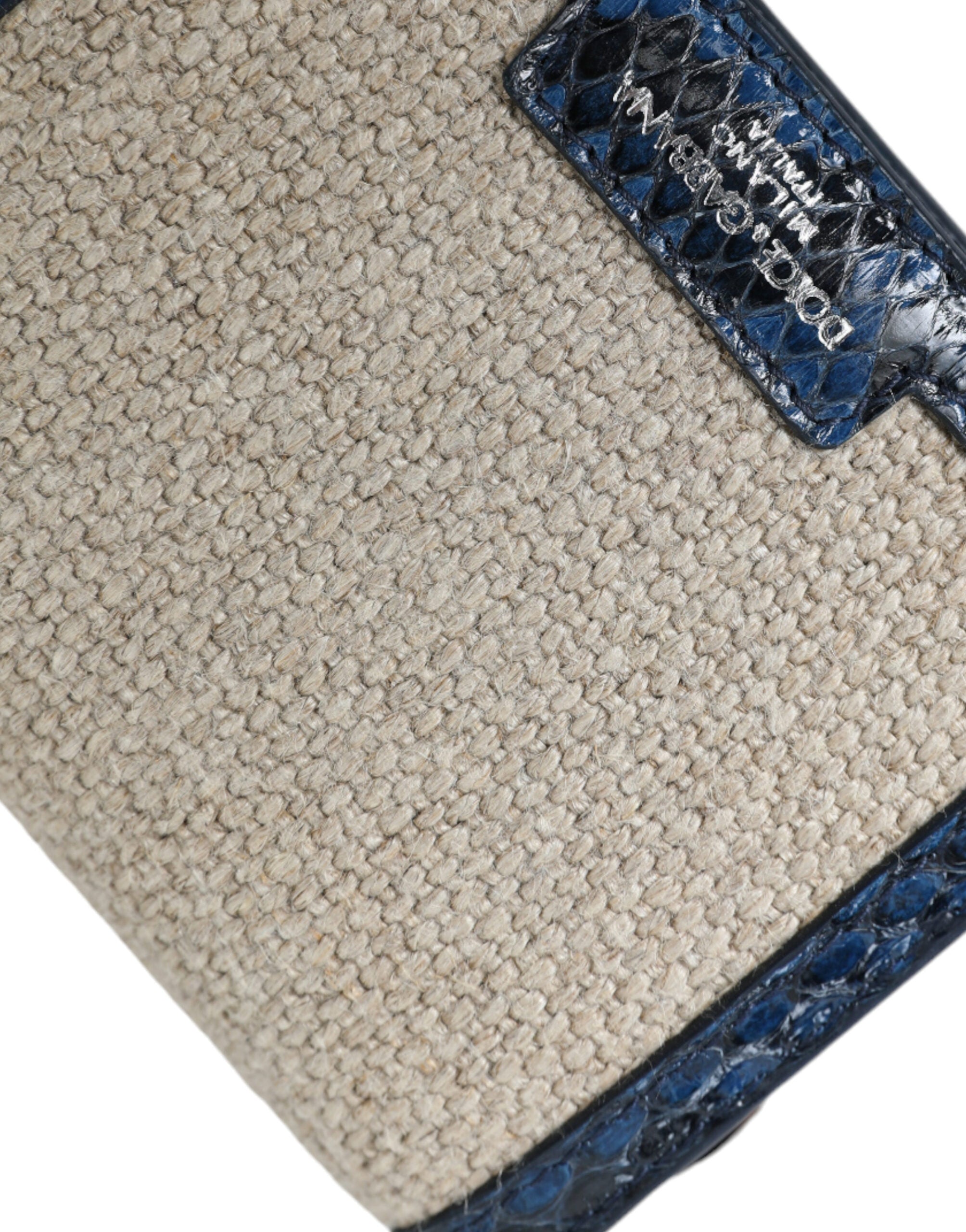 Beige Raffia Blue Leather Trim Mini Shoulder Purse Crossbody Bag