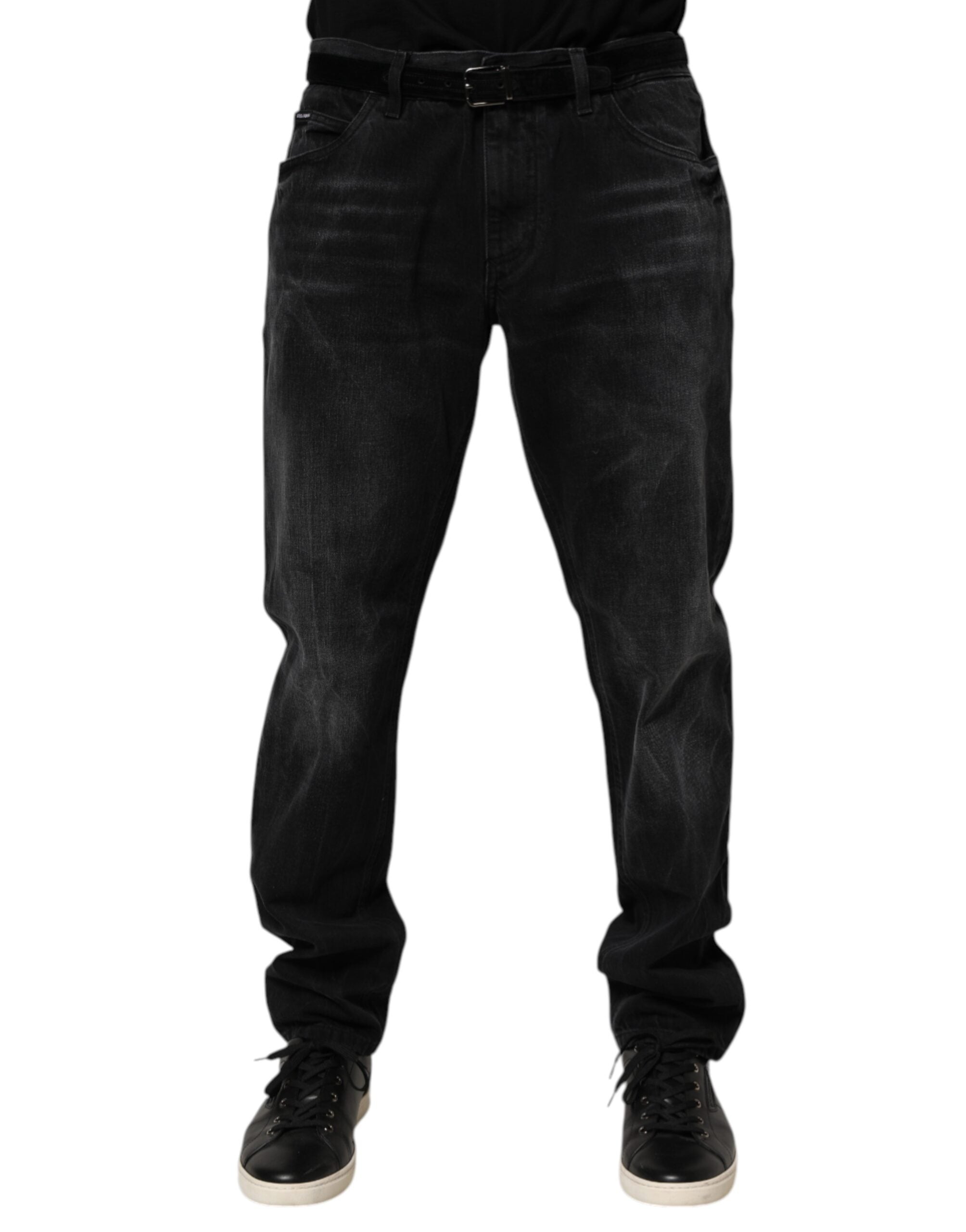 Black Washed Cotton Skinny Men Denim Jeans