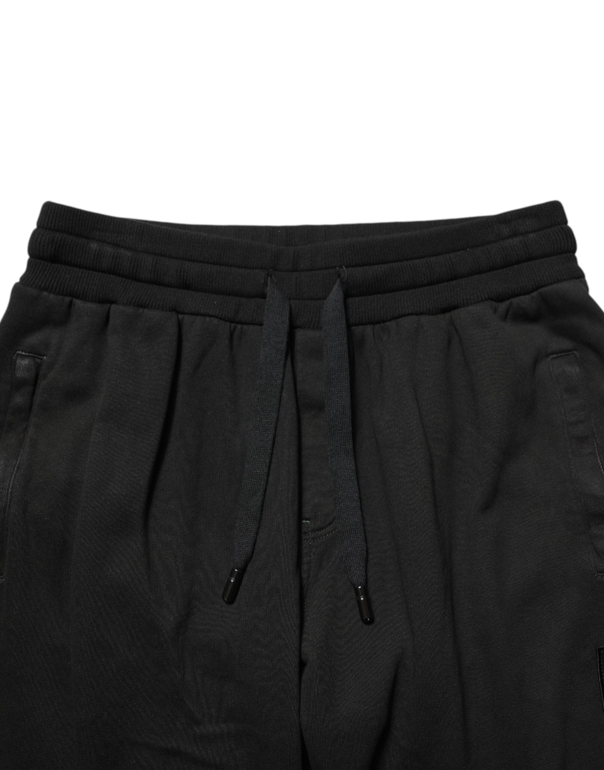 Black Cotton DG Logo Men Jogger Pants