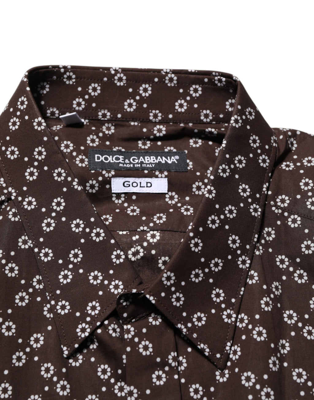 BrownFloral Collared GOLD Formal Dress Shirt